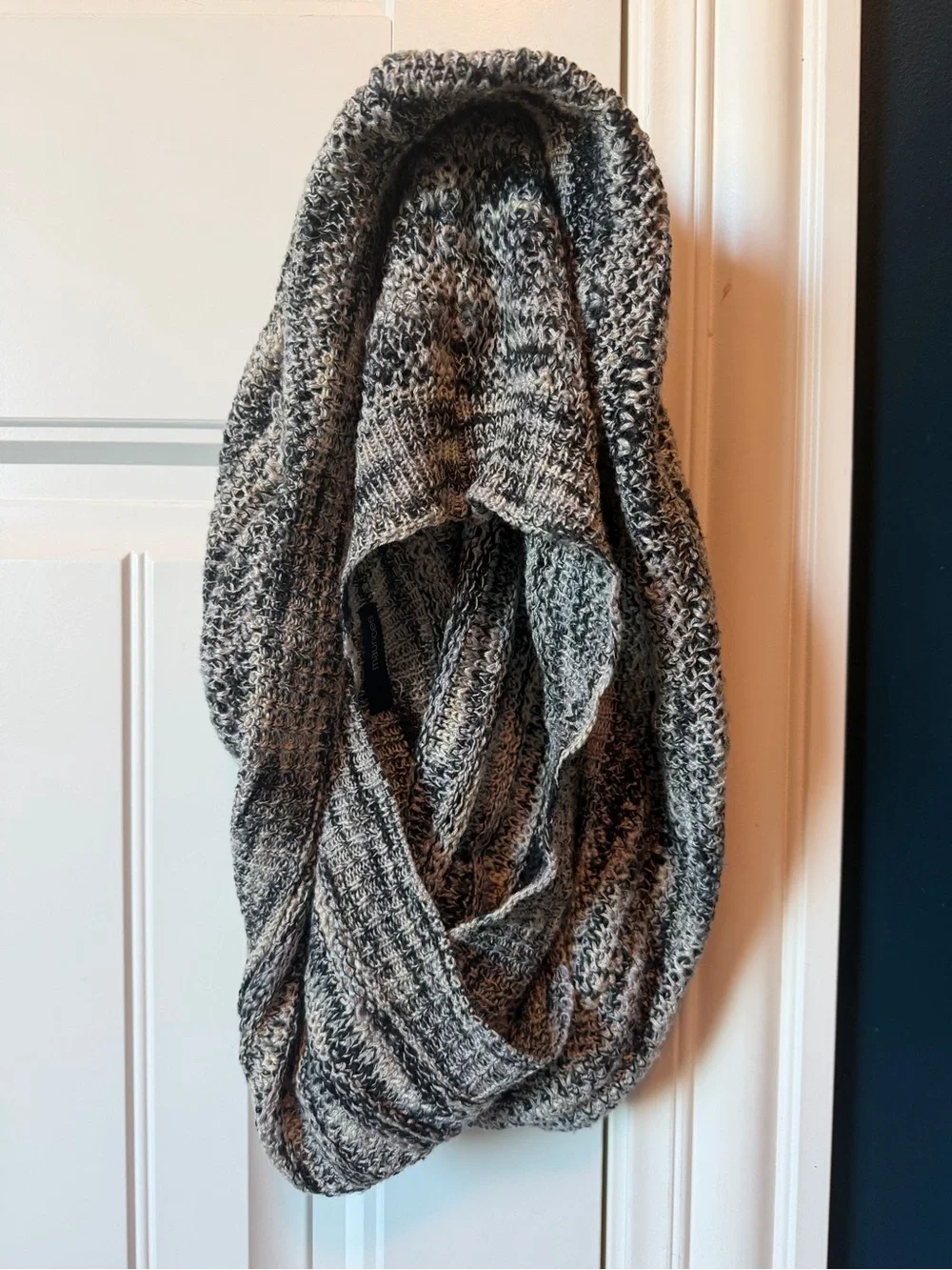 Maurices Black & Cream Knit Infinity Scarf